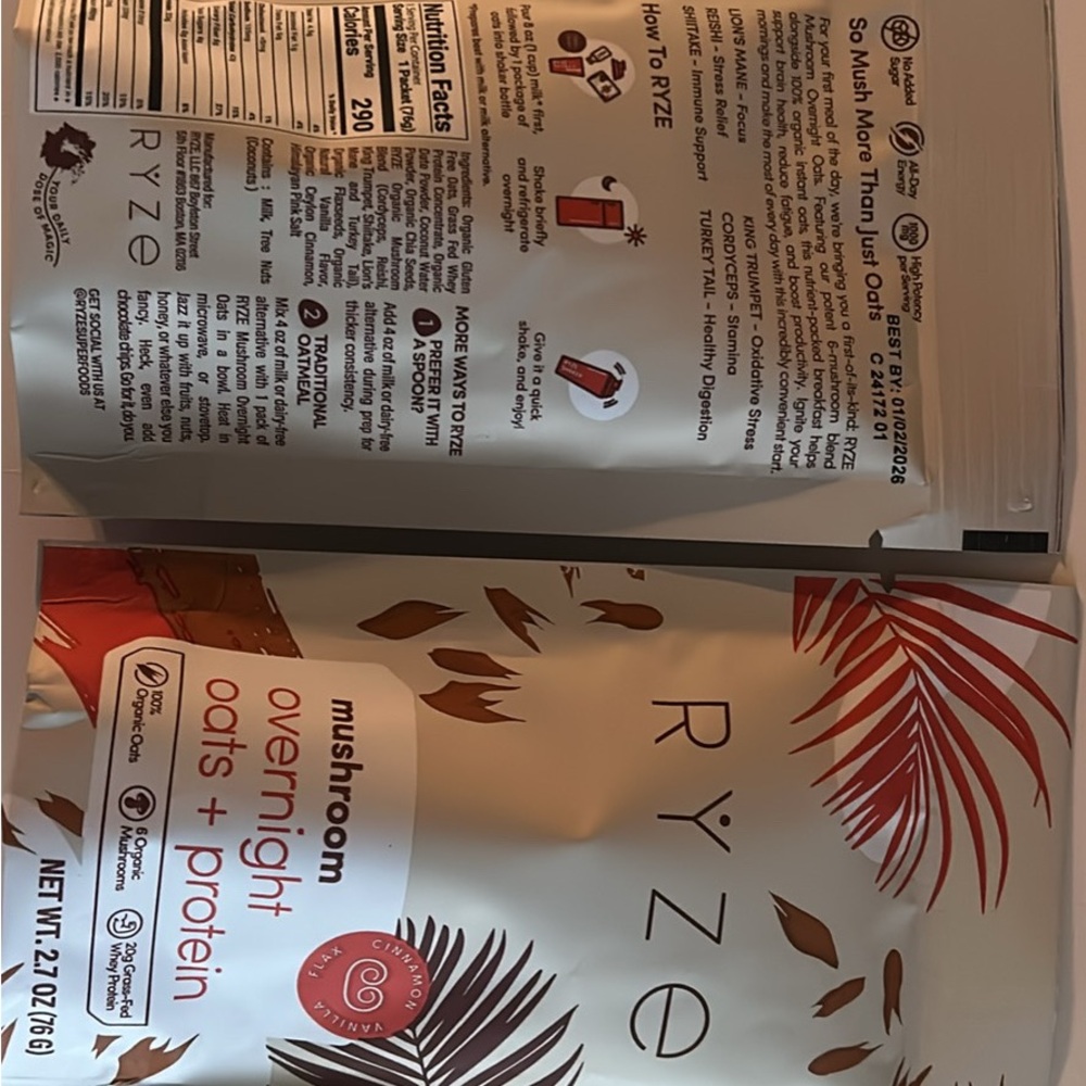 RYZE Mushroom Overnight Oats + Protein